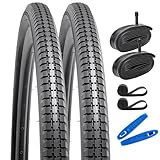 YunSCM 2 X 28 Inch Folding Tyre 28 X 1.60 700 X 38C With 40-622 Sheath And 2 Inner Tubes 700C FV48 Mm Suitable For Road Bikes 700X37C 700X38C 700X39C 700X40C