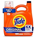 Tide Liquid Laundry Detergent, Original Scent, 125 fl oz, 100 Loads, Boosted Clean Even in Cold Water with Concentrated Washing Soap