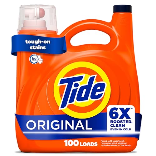 Tide Liquid Laundry Detergent, Original Scent, 125 fl oz, 100 Loads, Boosted Clean Even in Cold Water with Concentrated Washing Soap