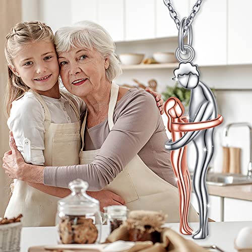Flyow Mother's Day Nana Hug Necklace S925 Sterling Silver Hugging Matching Necklace For Grandmother Women Christmas Jewelry Gift #TOP3