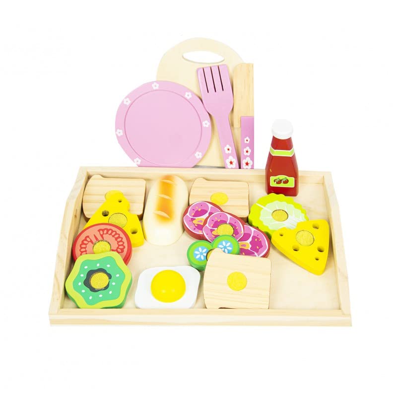Kinderküche Zubehör Holz Frühstücksset 28,5 x 20,5 cm - Zubehör Kinderküche Küchenzubehör Kinder - Spielküche Zubehör… – Bild 3