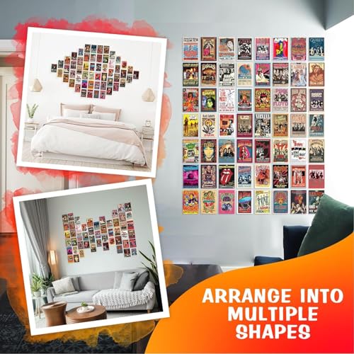 Image of Sudheer Global Rock Band Vintage Stickers for Bedroom, Music Poster, 4x6 inches, 54 Count, Frameless, Multicolor, Concert Light Show Photos Collage Kit
