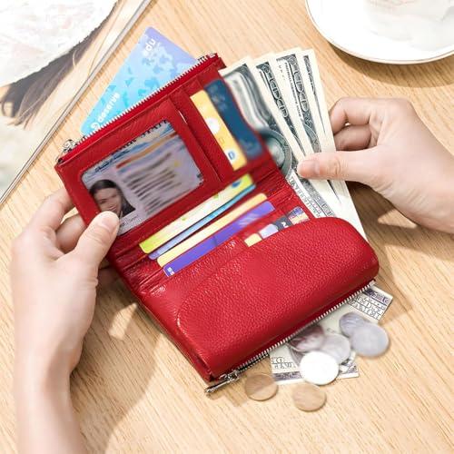 Unisex Pebble Leather Wallet, Short Genuine Leather Coin Card Holder, Women's RFID Small Leather Bifold Wallet with Card Holder & Coin Purse, Ultra Thin Clutch for Ladies (#13)4