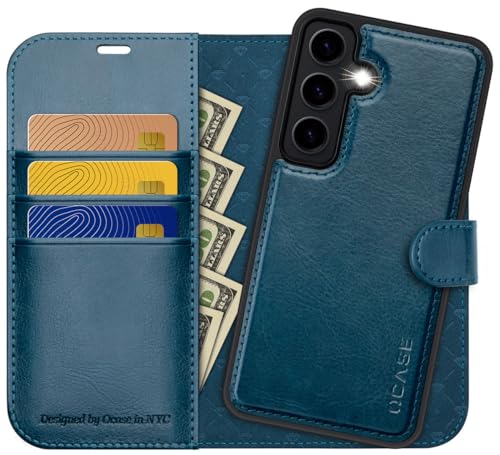 OCASE for Samsung Galaxy S24 Detachable Wallet Case with Card Holder, [2 in 1] PU Leather Flip Folio Case with RFID Blocking Magnetic Stand Removable Shockproof Phone Cover, Peacock Blue