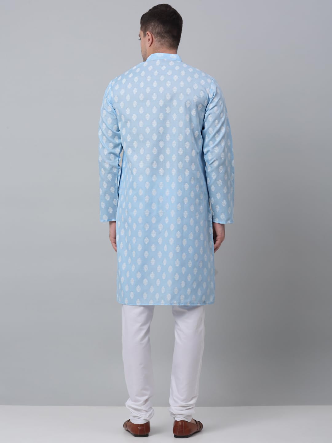 Jompers Men's Cotton Floral Printed Kurta Pyjama Set. (Sky, Xl)