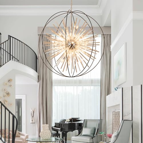 Image of Vezzio Extra Large Modern Black Crystal Chandelier for High Ceiling Foyer