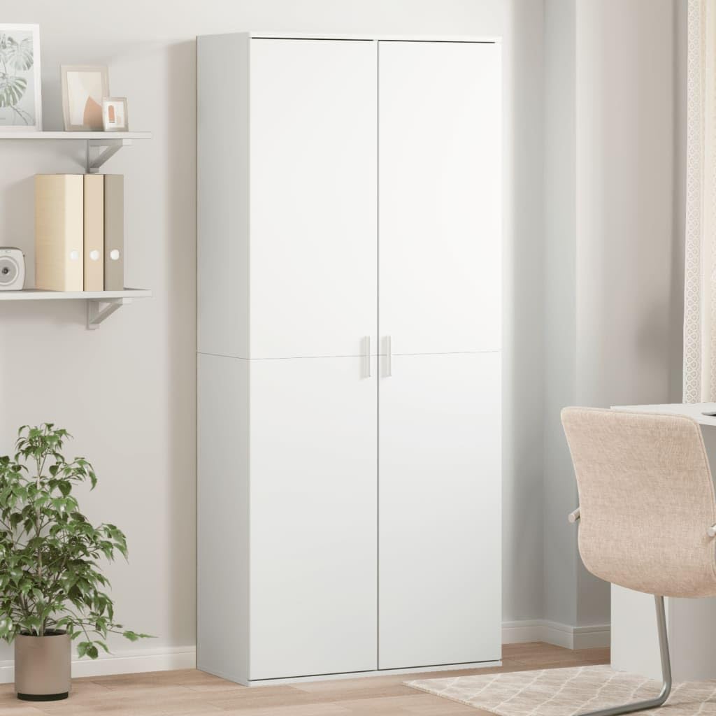 IKAYAA Armario Multiusos de Limpieza y Almacenamiento con 2 Puertas, Madera de Ingeniería, 80x35x180 cm Blanco