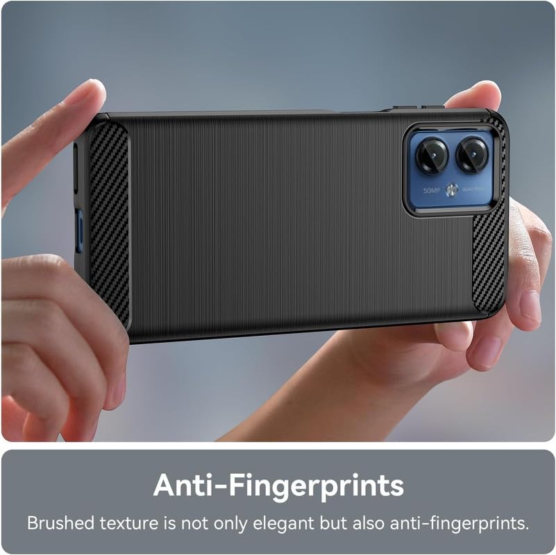 Image of NPRC Hybrid Ultra Slim Protective Case TPU Non-Slip Carbon Fiber Texture Shockproof Case Cover for Moto G14 - Black