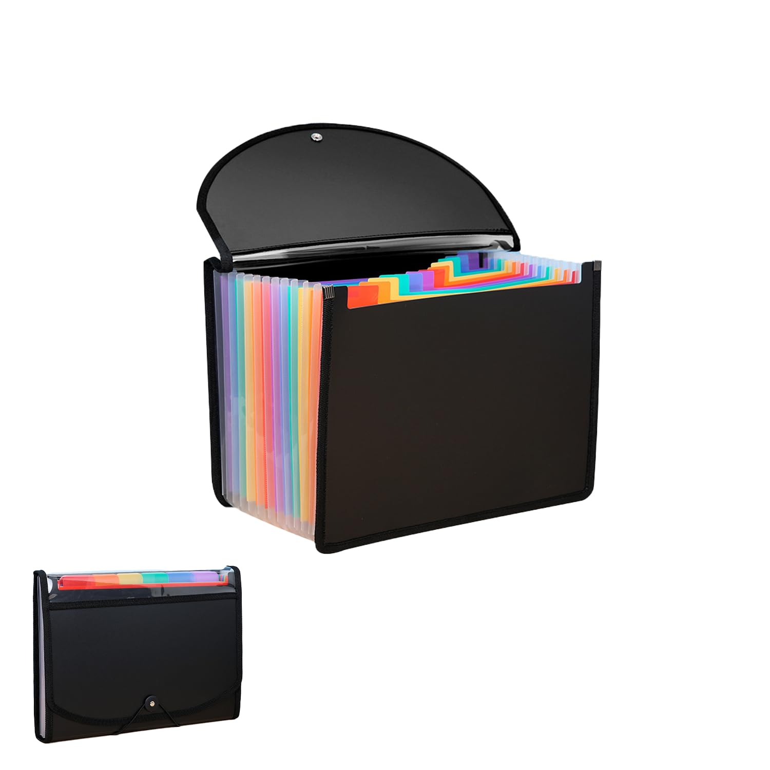Expanding File Organiser Box Files Folder,13 Pockets A4 Expanding File Folder with Button Closure,Waterproof Accordion Paper File Organizer Document Folder with Colourful Sticky Labels