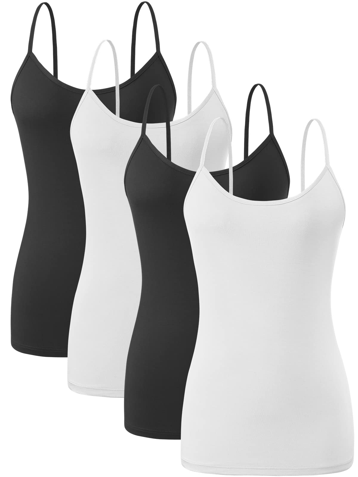 Orrpally Basic Cami Tank Tops Women Lightweight Camisole Stretch Tank Top Adjustable 4-Pack