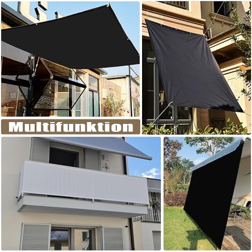 Voile d'ombrage imperméable MENGH pour balcon et terrasse avec œillets vert 3x5m - 3