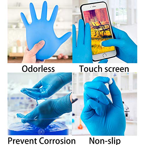 Nitrile Exam Gloves, 100 Pcs Comfortable Disposable Mechanic Nitrile Gloves Exam Gloves Protective Gloves - Safety, Powder Free, Latex Free (L) - Thumbnail 4