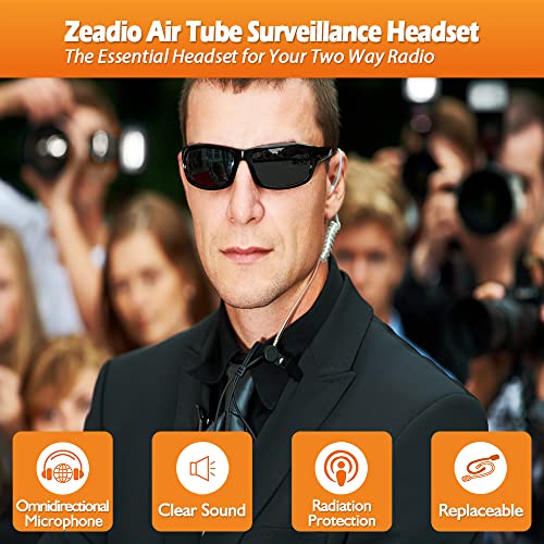 zeadio Surveillance Covert Air Acoustic Tube Headset with Earmold Earpiece and Push-To-Talk Microphone - Image 2