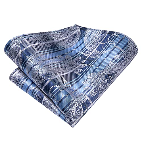 Image of Hi-Tie Men Ties Sets Silk Stripe Paisley Necktie Pocket Square Cufflinks for Business Wedding