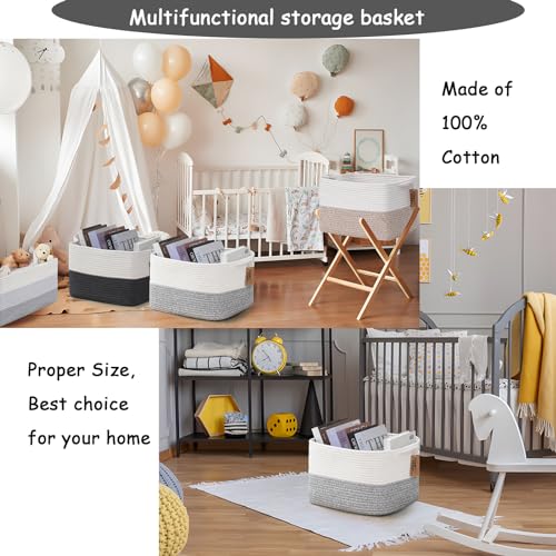 image for COMFY-HOMI Cotton Rope Woven Basket With Handles for Shelves ,Toys ,Bo