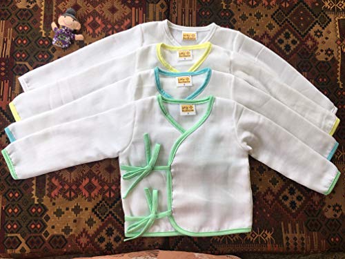Image of Baby Relaxed Fit Double Muslin Cotton Full Sleeve Tops (Pack of 4) (LSBFST-0001 Assorted2 M6-9Months)