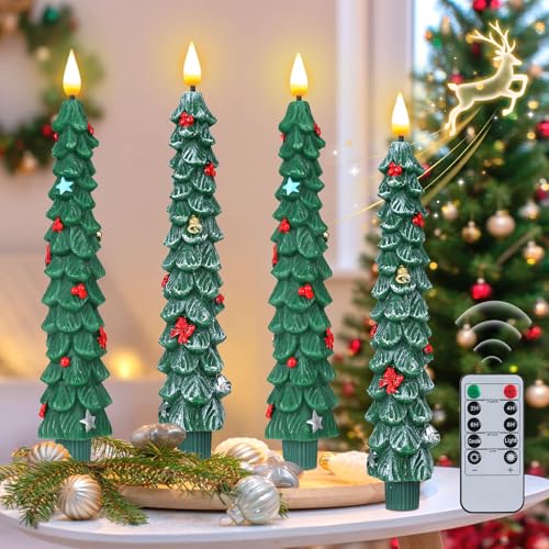Axrye Candele a LED per Albero di Natale, Candele Senza Fiamma Oscillante in Vera Cera, Luci a LED, Decorazioni Natalizie, Candele LED con Timer e Telecomando per Vacanze, Decorazioni per La Casa