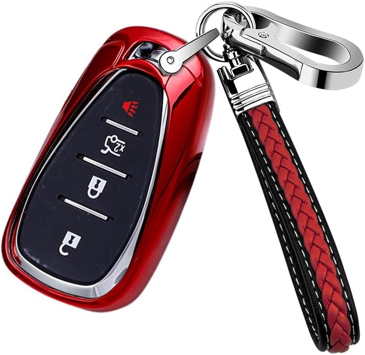 Funda de cuero genuino para llavero Chevy, funda de cuero genuino para Chevrolet Equinox Malibu Cruze Camaro Tahoe Silverado Traverse Blazer Sonic