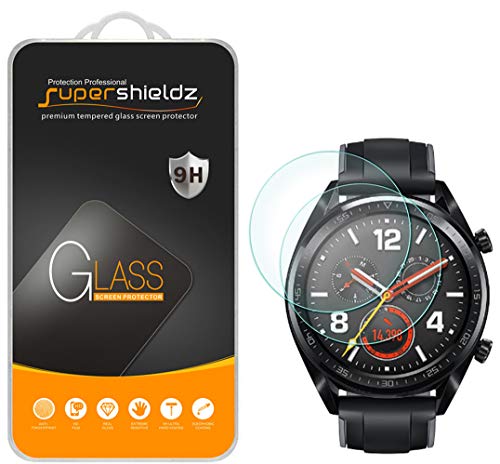 Supershieldz (2 Pack) Designed for Huawei Watch GT and Watch GT Active Tempered Glass Screen Protector, 0.33mm, Anti Scratch, Bubble Free