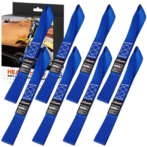 Image of Nilight Soft Loop 1.7 inchx17 inch Motorcycle Tie Down Straps Heavy Duty 12000Lbs Max Break Strength for Securing ATV UTV Kayak Moving Cargo (8PK-Blue)