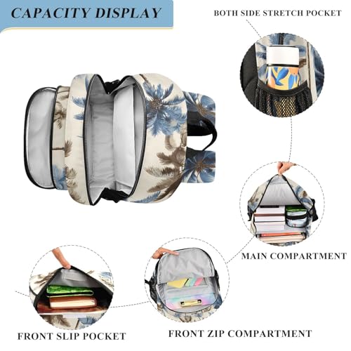 senya Blue Gray Coconut Tree Backpack Water-Resistant Bag Lightweight Bookbags with Reflective Strip3