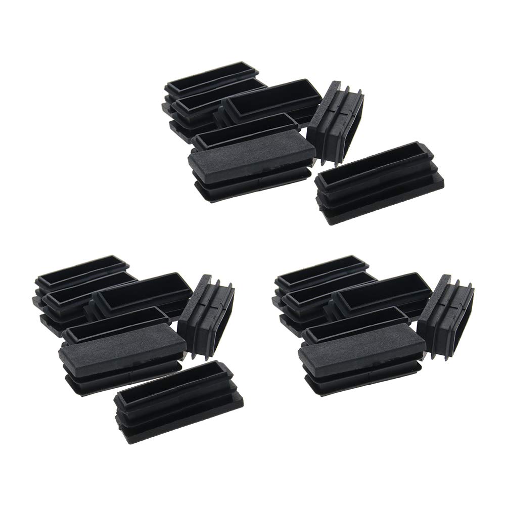 Mromax Black 50Mm X 20Mm Rectangle Pp Tubing End Cap Steel Furniture Pipe Tube Cover Insert 50 Pcs