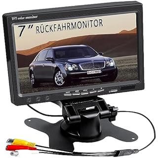 AISHICHEN Moniteur de Vision Arrière 7" TFT LCD pour Système de Caméra - Écran pour Berline, SUV, Van avec Deux Entrées Vidéo - Alimentation 12V/24V