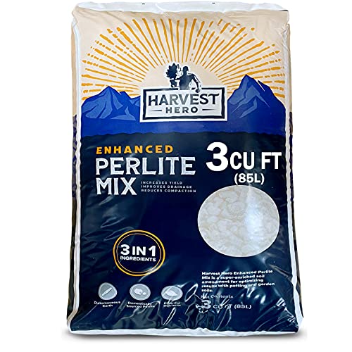 Enhanced Perlite with Diatomaceous Earth and Plant Food for Potting Soil Mix, Live Plants, and Indoor Gardens â€“ Hydroponic - Harvest Hero â€“ 3 Cubic Foot = 90 Quarts