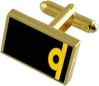 Royal Navy Insignia Rank Sub Lieutenant Gole-Tone Cufflinks Tie Clip Box Set Engraved Optional