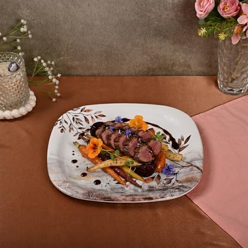 Image of Golden Fish 10 Pcs Dining Set with Serving Bowl & Spoon | 4 Full Plates, 4 Veg Bowls, 1 Donga & 1 Serving Spoon | Clean Table Setup Dinnerware for Home Use, Daily Meals & Gifting