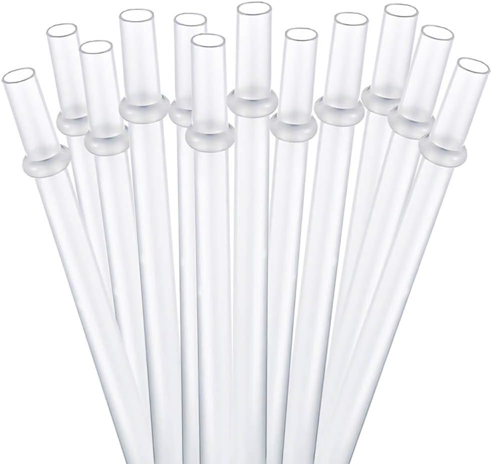 12 Piece 11 Inch Reusable Plastic Thick Drinking Straws BPA Free Mason Jar Straws Plain Color (11inch,White)
