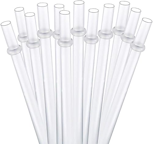 Dakoufish 12 pajitas de plástico gruesas reutilizables de 11 pulgadas sin BPA para tarros de masón color liso 11 pulgadas blanco