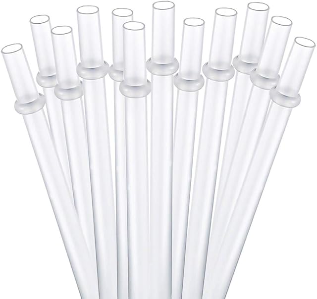Dakoufish BPA Free 12 Piece 9 Inch Reusable Plastic Thick Drinking Straws for Mason Jar Yeti Rambler Plain Color9inchWhite