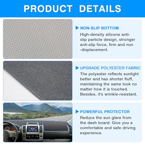 Image of Autorder Gray Dashboard Cover Mat for Nissan Frontier 2007-2021 / Suzuki Equator 2009-2012 Accessories Dash Cover Upgrade Polyester Dash Mat Sunshade Glare UV Rays Protector