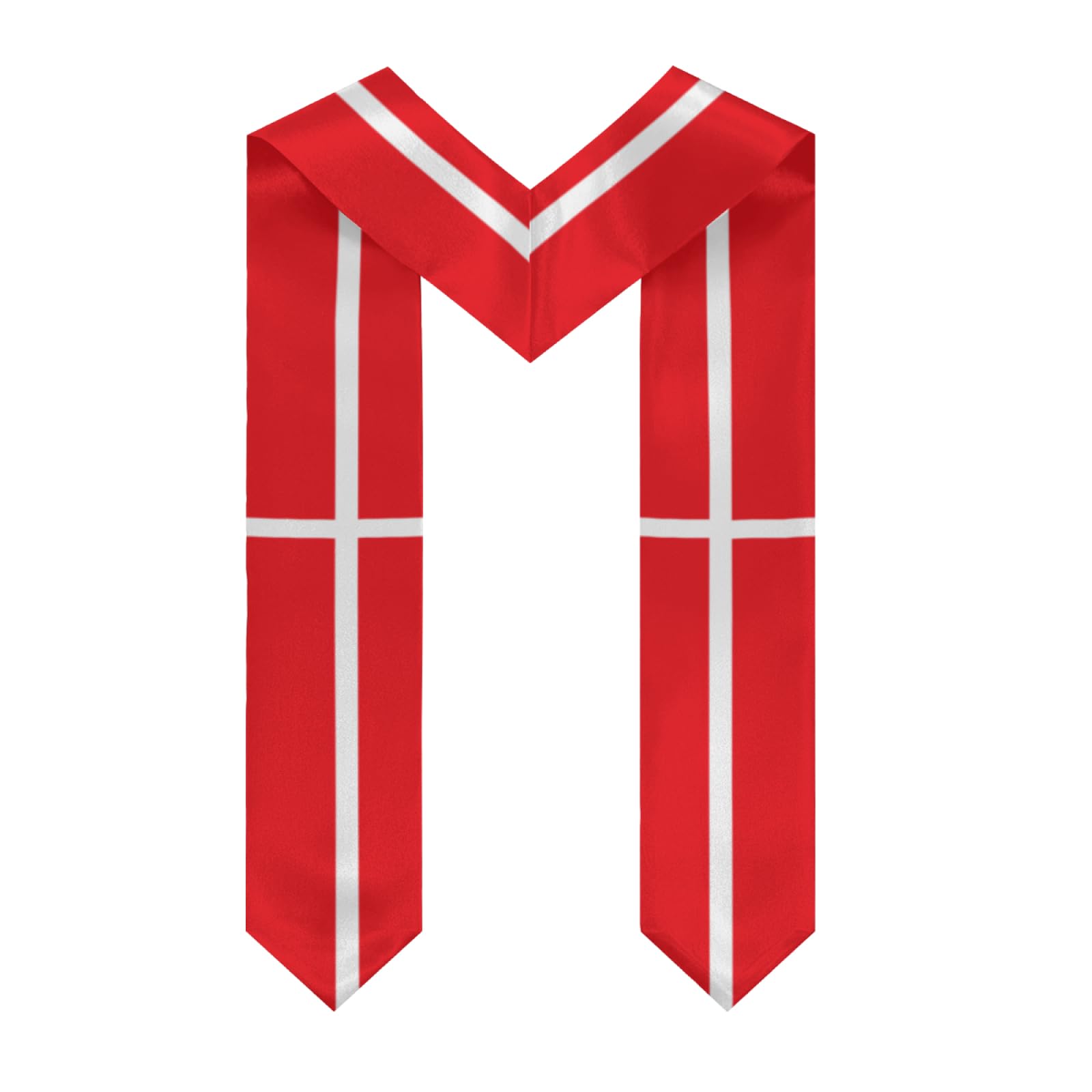 Vintage Denmark Danish Flag Graduation Stole Sash Shawl for Men Women Thickened V-Neck Scarf for International Students Teachers Study Aboard Graduate Gift 72 inches Unisex