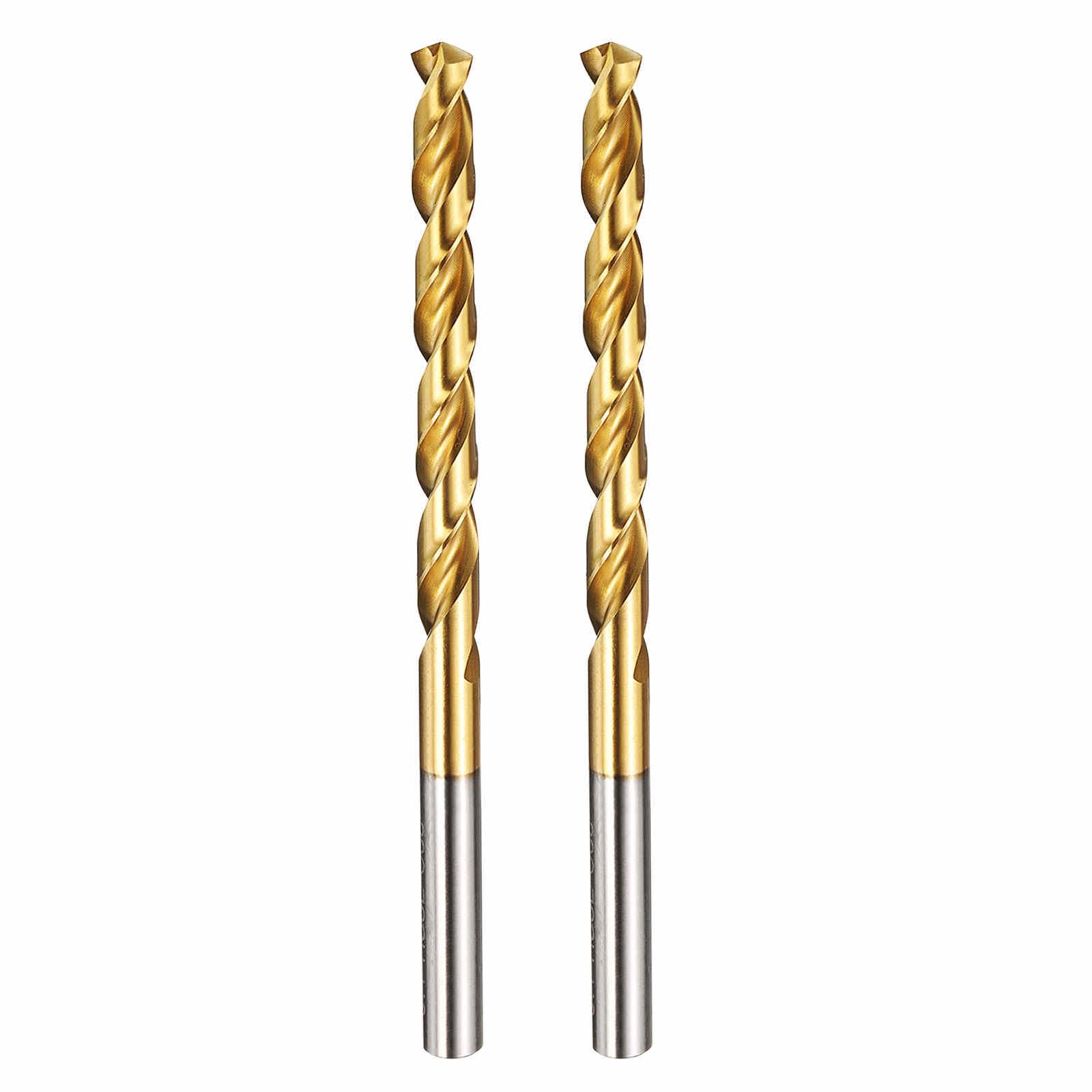 Kozelo 2pcs Drill Bit - [6.4mm Diameter] M42 8% Cobalt HSS Cutting Tool for Machining Hard Metal Stainless Steel Woodworking Handicraft Use, 135° Cutting Angle TiN