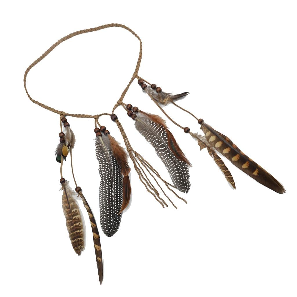 LOOM TREE® Hippie Feather Shape Headband Boho Weave Feathers Hair Rope Heress | Decorative | Vintage | Retro | Collector's Item