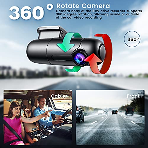 Small Wifi Dash Cam Camera For Car, Blueskysea B1W Mini Vehicle Video Driving Recorder 360 Degree Rotatable Lens 1080P 30Fps G-Sensor Loop Recording #TOP3
