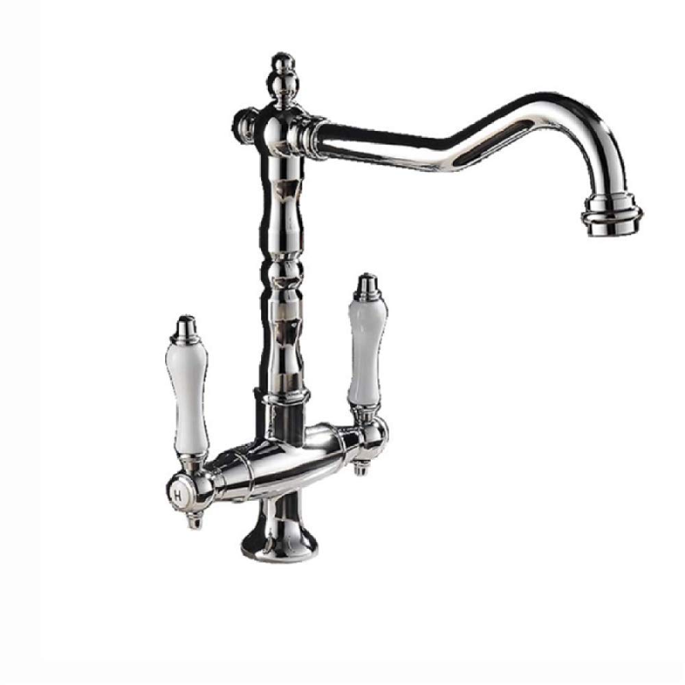 Robinet de lavabo rotatif 360 à double poignée en céramique pour eau chaude et froide