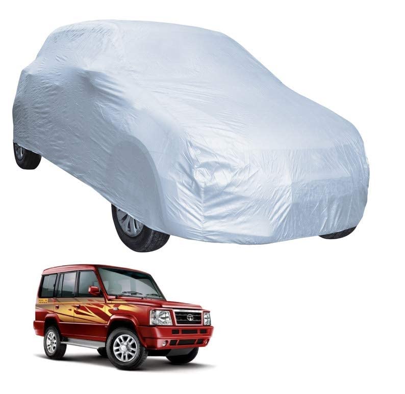 Image of Auto Hub Car Cover Compatible with Tata Sumo Gold with Weather Proof, Triple Stitched, Sumo Gold Car Cover- Plain Silver