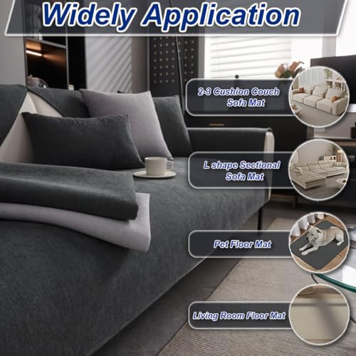 BohrenCL Sofa Überzug, Chenille Sofabezug, Sofaüberwurfe, Sofadecke rutschfest, Sofa Überwurfdecke, Sofaschutz Katze Hund, Sofaschoner, Sofa Schutzdecke, Couch Decke, Sofahusse, Dunkelgrau, 70 * 70CM