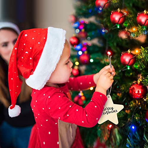 Kiiwah 30 stuks houten ster kerstboom decoratie om op te hangen, kersthouten hangers om zelf te knutselen, beschilderen voor kerstversiering, cadeauhangers - Image 5