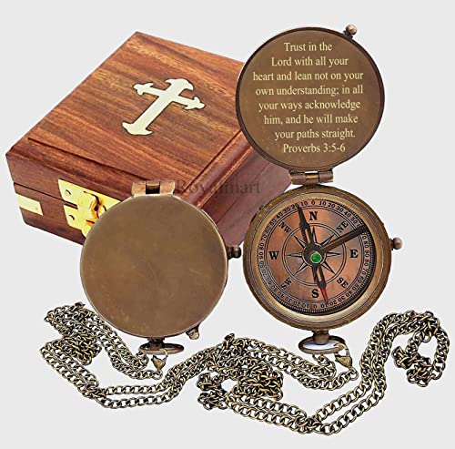 Brújula de latón grabada con caja para regalo miniatura 4