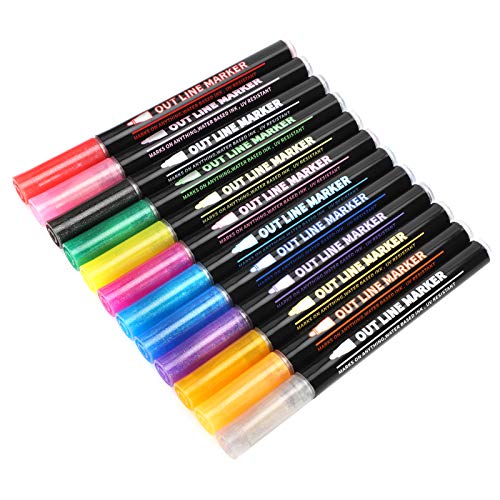 Canetas marcadores de contorno, ferramentas de pintura caneta de linha dupla para cartões de felicit