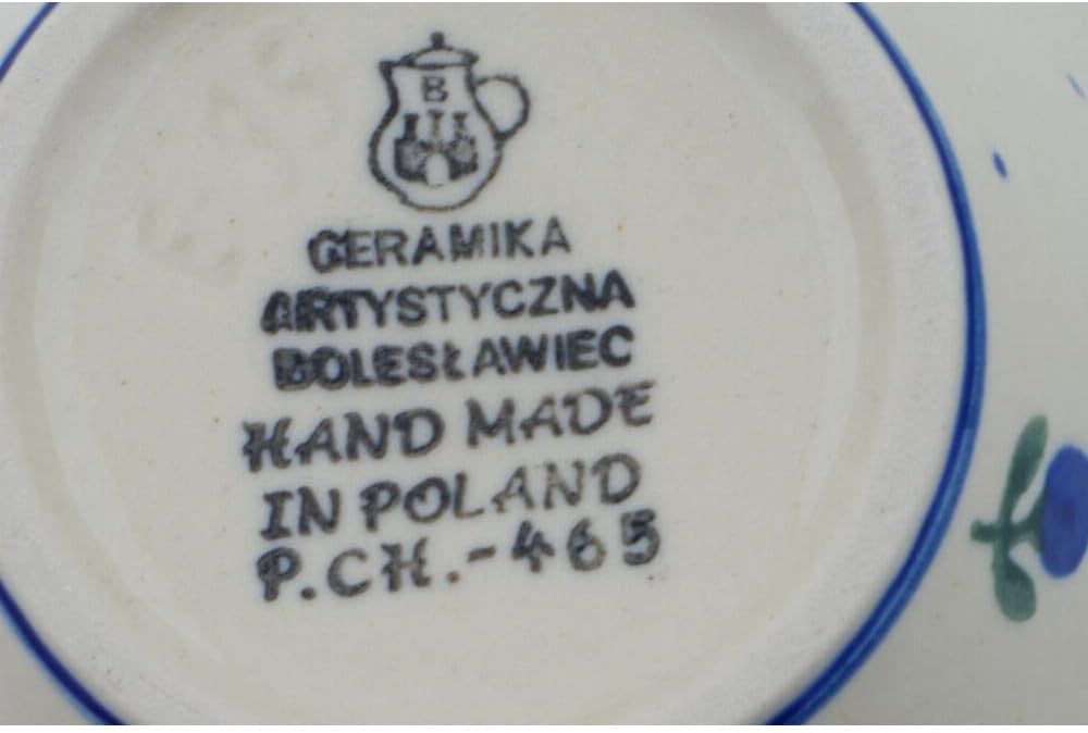 Polmedia Polish Pottery Jar with Lid - Blue Buds Pattern Handmade in Boleslawiec Poland by Ceramika Artystyczna + Certificate of Authenticity