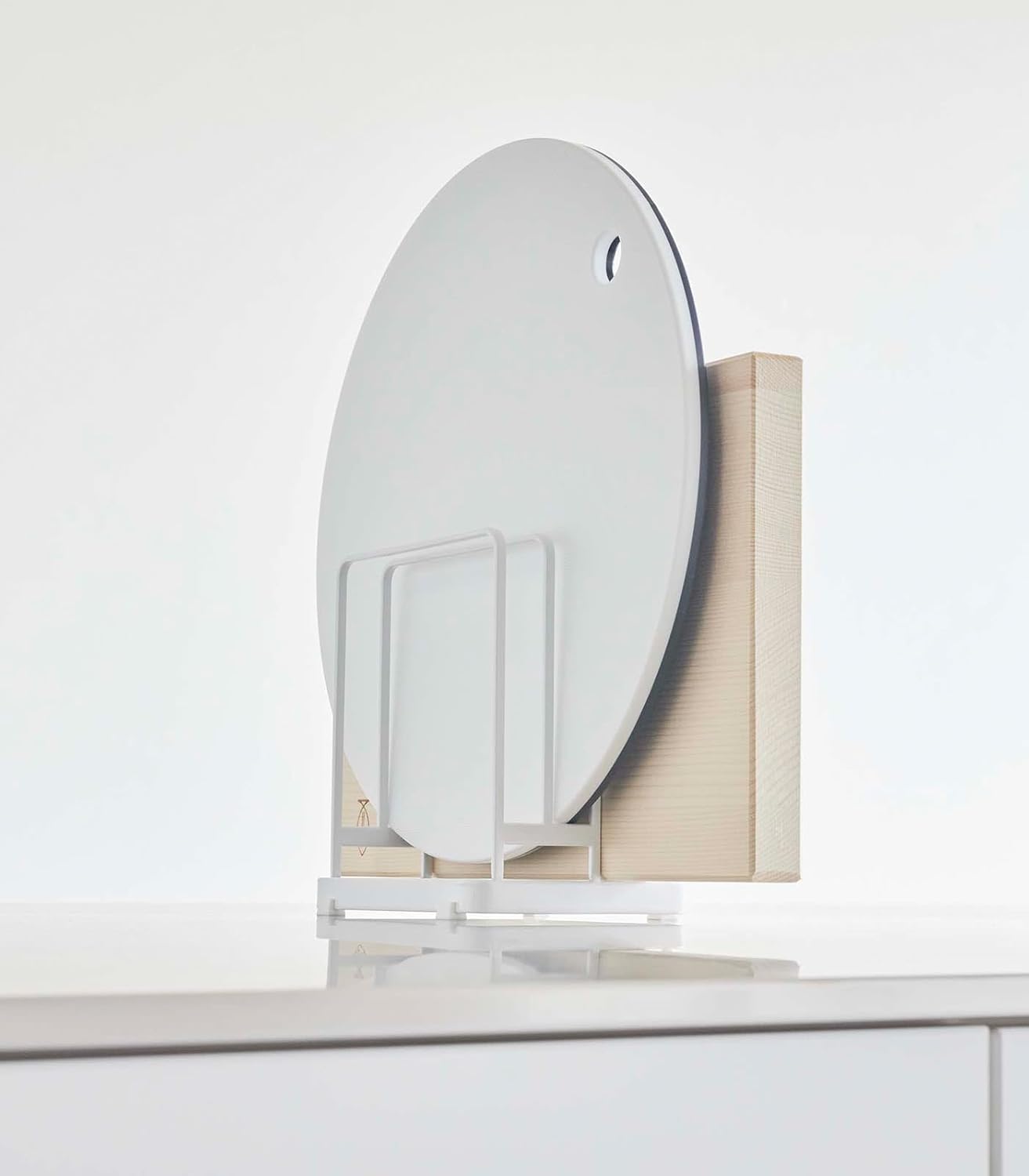 Yamazaki Home Tower Cutting Board Holder Storage Stand For Round And Rectangular Chopping Boards - Steel