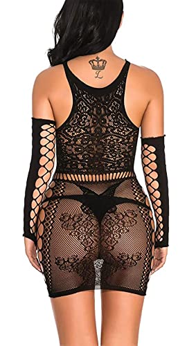 Image of Xs and Os Women's Fishnet Babydoll Lingerie with Separate Sleeves