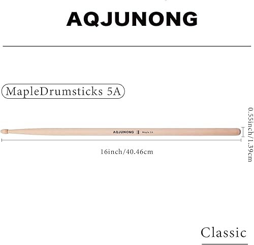 Miniatura 9 de AQJUNONG Baquetas, baquetas 7A, 6 pares de baquetas clásicas de madera de arce para niños y adultos, accesorios de percusión de instrumentos