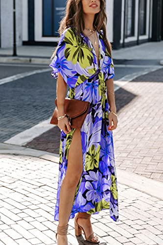 Image of Sister Amy Women's Boho Floral Print Square Neck Beach Party Flowy Ruffle Midi Dress