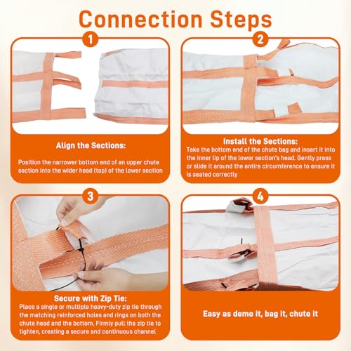 benut 15ft Construction Trash Chute, Heavy Duty Debris Chute for Roof/Window/Balcony, Multi-Section Connectable Slide Chute System for Construction Waste Removal, Includes Zip Ties by benut - Image 4